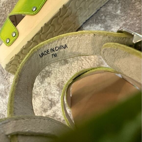 JEFFREY CAMPBELL Spiced Wood Wedge Sandals Lime Green - Picture 6 of 8